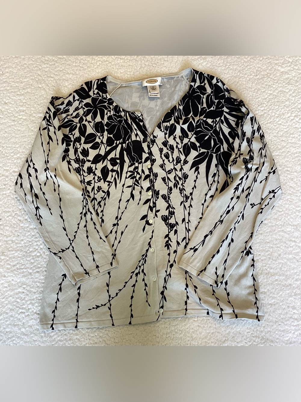 Talbots Silk Blend Floral Cardigan Medium Botanical Quiet Luxury Old Money